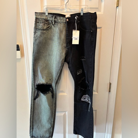 MNML D267 Distressed Blue/Black Men´s Denim Jeans Size 40 BRAND